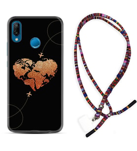 Huawei P20 Lite Mate 10 20 Lite Pro P40 Lite KılıfBoyun Asklı Rasta Silikon Plane Heart 1721