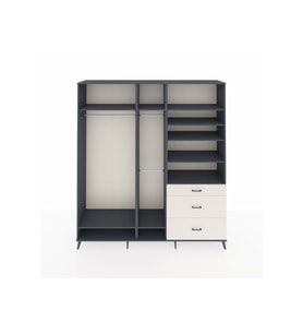 Hyperion Dolap 9 Raflı 3 Çekmeceli 3 Askılı 220x44x243 Antrasit-Antrasit/Aytaşı