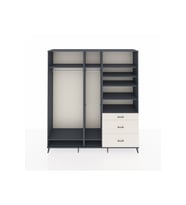Hyperion Dolap 9 Raflı 3 Çekmeceli 3 Askılı 220x44x243 Antrasit-Antrasit/Aytaşı
