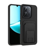 Coverzone Xiaomi 15C ile Uyumlu K?l?f Z-Bikart Kart B�lmeli Standl? Kilif, Deri Dokulu Y�zey, Darbe Emici Kenar Koruma, Arka Kapak Tasar?m? Xiaomi 15C kilif Siyah