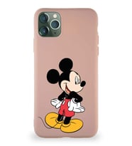 Apple iPhone 11 Pro Max Soft Premier Kapak Mickey Mouse-D Tasarımlı Silikon Kılıf - Pudra (Şeffaf)