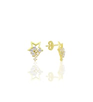 Gümüş altın yaldızlı zirkon taşlı yıldız yağmuru küpe SGTL12708GOLD
