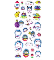 Sticker Kabartmalı Stiker Defter Planlayıcı Etiket (Lde001)-19x9cm - Astronot Kedi Ayıcık