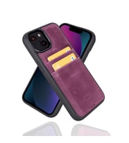 Bouletta Apple iPhone 14 Uyumlu Deri Kartlıklı Arka Kapak CZ7 Mor
