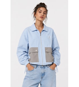Nike Jordan Flight Woven Blue Jacket Loose Fit Bol Kesim Kısa Kadın Ceket Mavi