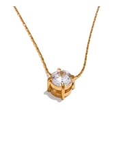 18 Ayar Altın Kaplama Modern Montür Tek Taş Kolye – Gold & Silver Premium Model