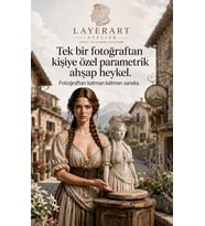 layerart Kişiye Özel Parametrik Dekoratif Kadın Büstü 40cm – El Yapımı Ahşap Sanat Heykeli