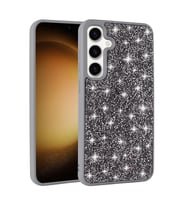 Samsung Galaxy S25 Plus Kılıf Parlak Taşlı Tasarım Pırlanta Kapak (Gri)