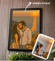 Kişiye Özel Baskılı Yapay Zeka Destekli Karikatür/Çizgi Film Karakterlendirmeli 21x30 cm Fotoğraf Çerçevesi