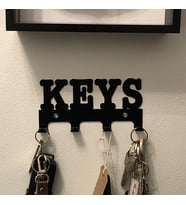Keys Anahtar Askılığı - Dekoratif Anahtarlık - Metal Askılık (Siyah)