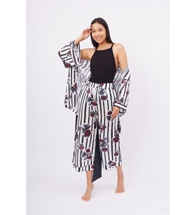 Peraluna STRIPE GARDEN TROUSER Baskılı Saten Kadın Pantolon - Çok Renkli