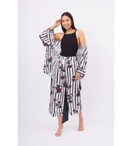Peraluna STRIPE GARDEN TROUSER Baskılı Saten Kadın Pantolon - Çok Renkli