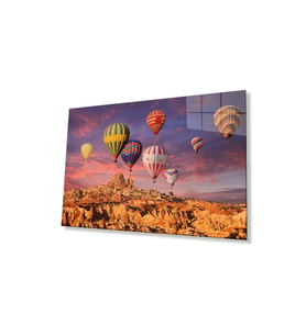 Uçan Balonlar Cam Tablo 4mm Dayanıklı Temperli Cam (Çok Renkli)