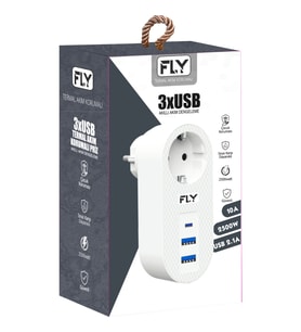 Northcity FLY 3400-01 1 Soket 2 USB 1 Type-C Akım Korumalı Priz 2.1A (Beyaz)