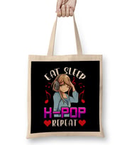 Cute Eat Sleep K Pop Repeat KPop Korean Music Bez Çanta Uzun Saplı