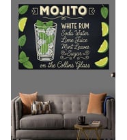 Mojito Kokteyl Tarifi Yazısı Dekoratif Kanvas - Mdf Ahşap Tablo