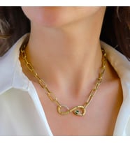 Yılan Sonsuzluk Modeli Gold Kaplama Zirkon Taşlı Kolye
