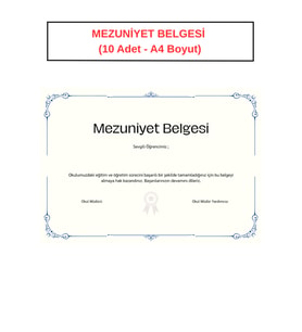 MEZUNİYET BELGESİ  (10 Adet - A4 Boyut)