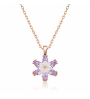 Gümüş Rose Lila Lotus Çiçeği Kolye