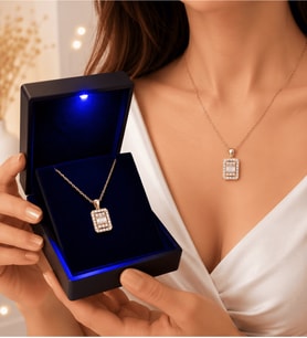 Altın Kaplama Gold Baget Montür Kadın Kolye Premium Işıklı Kutulu (BJ)