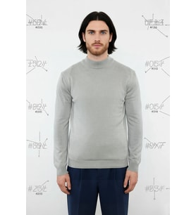 Modern Erkek Triko Kazak Fitted Kesim Dik Yaka Uzun Kollu Rahat Pamuklu Karışım Basic Stil Kış ve