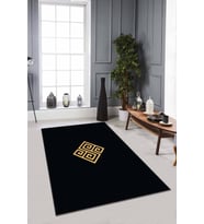 Siyah Gold Modern Klasik Kaymaz Tabanlı Dekoratif Halı AR010 - 100 x 160 cm
