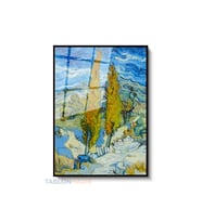 Dikey Çerçeveli Cam Vangogh 73 Modern Ev Dekoru Duvar Sanatı Ev Ofis Tablosu (Siyah)