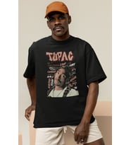 Tupac Rapper Baskılı Unisex Oversize 2Pac Şarkıcı Tişört