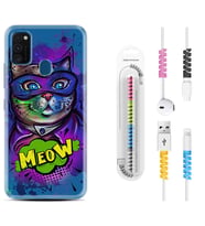 Samsung M21 M22 M23 M30 M31S M32 Kılıf Kablo Koruma Spiral Silikon Super Meow 1715