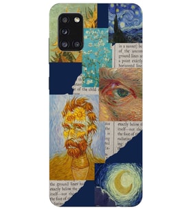 Samsung Galaxy A31 Uyumlu Vincent van Gogh Kolaj Desenli Şeffaf Telefon Kılıfı