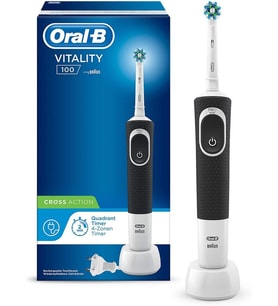 Vitality 100 elektrikli diş fırçası, döner/salınımlı, siyah, 1 adet (tekli paket)