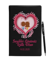 Sevgililer Gününe Özel Siyah Defter Kalem Seti 34