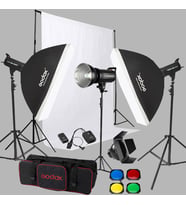Godox SK400 3'lü Paraflaş Set + Seyyar Fon Perde 3x3 Metre