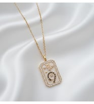 Çelik Gold Renk Zincir Akrep Burcu Zirkon Taşlı Kadın Kolye (Beyaz - Gold)