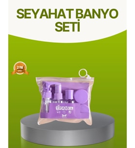 Mey İthalat® Seyahat Banyo Seti 5 Parça Şeffaf Taşıma Çantalı 30 ml
