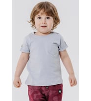 Breeze Erkek Bebek Tişört Cepli Kolları Düğme Aksesuarlı 9 Ay-3 Yaş, Gri