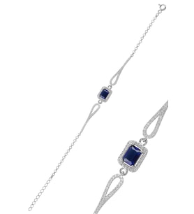 Söğütlü Silver Gümüş rodyumlu pırlanta modeli safir ve zirkon taşlı  baget  bileklik
