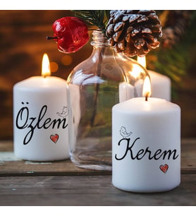 Kişiye Özel Sevgiliye Hediye İsimli 2li Mum Seti
