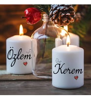 Kişiye Özel Sevgiliye Hediye İsimli 2li Mum Seti