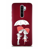 Xiaomi Redmi Note 8 Pro Soft Premier Kapak Aşk Tasarımlı Silikon Kılıf - Mürdüm (Şeffaf)