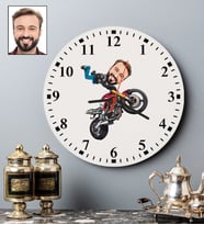 Kişiye Özel Motorcu Tasarımlı Karikatür Duvar Saati 114