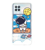 Oppo Reno 4 Lite Uyumlu Astronot Desenli Şeffaf Telefon Kılıfı
