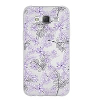 Samsung Galaxy J5 Kapak Floral Lila Tasarımlı Şeffaf Silikon Kılıf