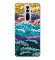 Redmi Note 8 Pro Uyumlu Renkli Deniz Dalgaları Tasarımlı Şeffaf Telefon Kılıfı