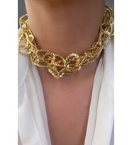 Yıldız İşli Üç Sıra Gold Zincir Kolye