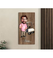 BK Gift Kişiye Özel Golf Oyuncusu Karikatürlü Kabartma Figürlü Ahşap Tablo-7, Arkadaşa Hediye, Sevgiliye Hediye, Duvar Dekoru