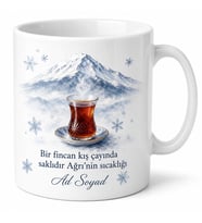 Ağrı Kış Çayı Temalı Baskılı Kupa Bardak Özel Tasarım Hediye