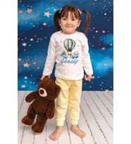 Pia Baby Premium %100 Pamuk İsme Özel Çocuk Pijama Takımı 1-8 Yaş 5058-14 (Sarı)