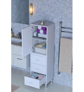 Eliusta Alia Çok Kullanışlı Dolap G:35 cm Üst Bölme Kapaklı Alt Bölme Çekmeceli 35x138x32,5 cm Modüler Dolap (Beyaz)