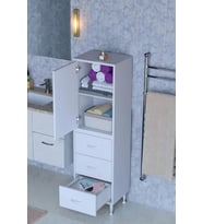 Eliusta Alia Çok Kullanışlı Dolap G:35 cm Üst Bölme Kapaklı Alt Bölme Çekmeceli 35x138x32,5 cm Modüler Dolap (Beyaz)